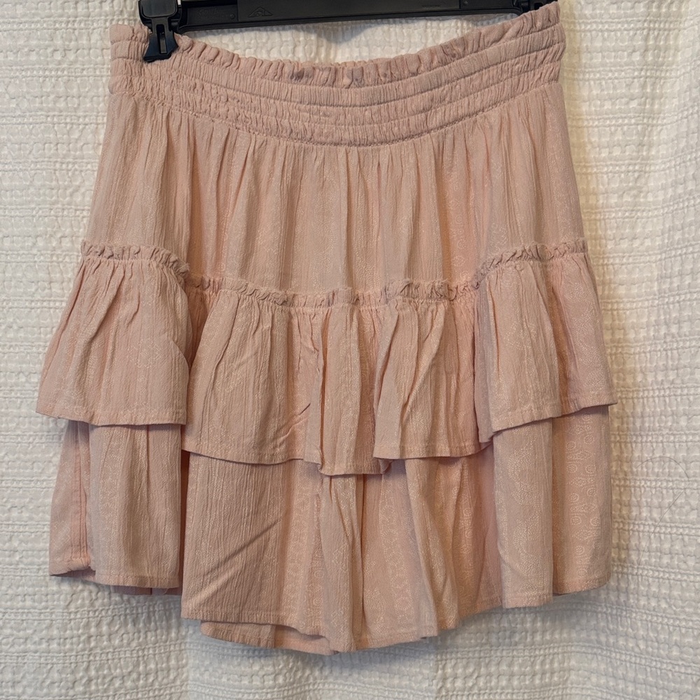 True Craft Blush Pink Tiered Mini Skirt